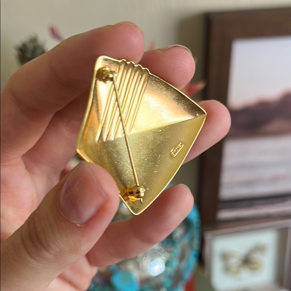 Monet Gold Geometric Brooch - Picture 3 of 4